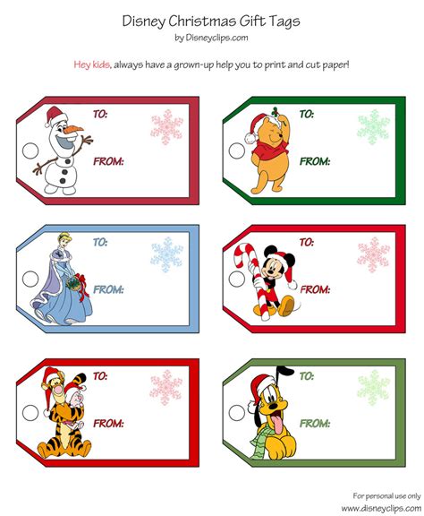disney christmas gift tags
